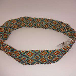 NWT Womens Mossimo Supply Co Beaded Elastic Belt L XL Glass Beads Beading New